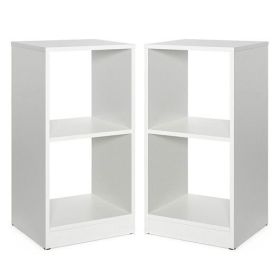 2 Pieces 2-tier Bookcase Set with Anti-toppling Device