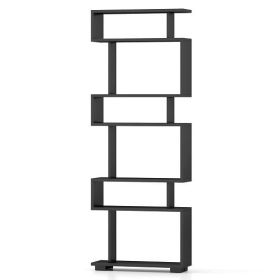 6-Tier Bookcase with Anti-Tipping Kit-Black