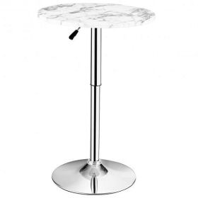 360Â° Swivel Cocktail Pub Table with Sliver Leg and Base-Black