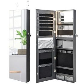 Wall Mounted Jewelry Cabinet with Full-Length Mirror-White