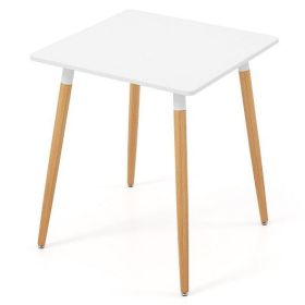 Square Dining Table with Adjustable Foot Pads for Dining Room Kitchen-White