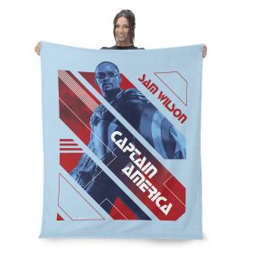 Marvel Captain America Sam Wilson Silk Touch Sherpa Throw Blanket 50X60 Inches