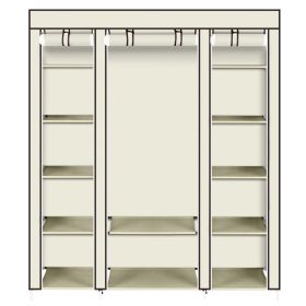 Non-woven Wardrobe 5 Layers 12 Compartments 150x45x175-beige (Color: Beige)