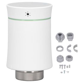 Smart Radiator Thermostat Valve APP Remote Timing Energy Saving Temperature Control Valve Home Heating Valve for Zigbee for Tuya White (Color: White)