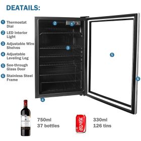 Beverage and Wine Cooler Compressor Refrigerator 4.4CU.FT (Option: as picture)