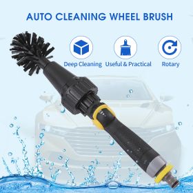 Auto Cleaning Wheel Brush Car Detailing Spinning Brushes Rotary Cleaning Brush for Scrub Wash Tires Grills Bike Motorcycle Wheels (Color: Black)