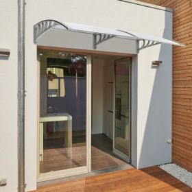 80X38in Transparent Board Gray Bracket Canopy (Option: Silver Gray)