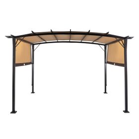 350x280x230.5cm Dark Brown Column, Brown Adjustable Shade Cloth, Curved Top, Folding Shed, Aluminum (Color: Brown)