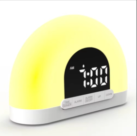 Wholesale New Popular Snooze Function Sunrise Wake Up Light Alarm Clock Led Sleep Ligh (Option: A)